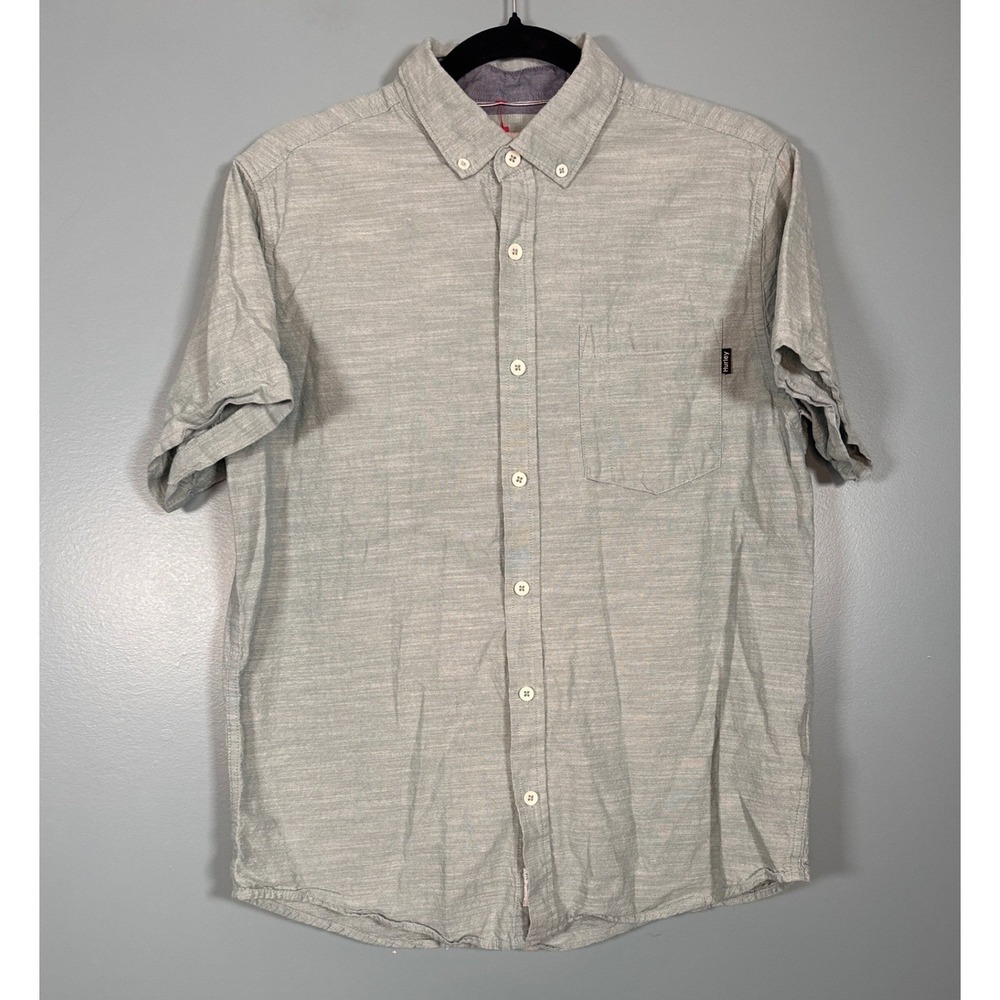 Hurley Mens Standard Collection Slub Button Down Short Sleeve Shirt Size S